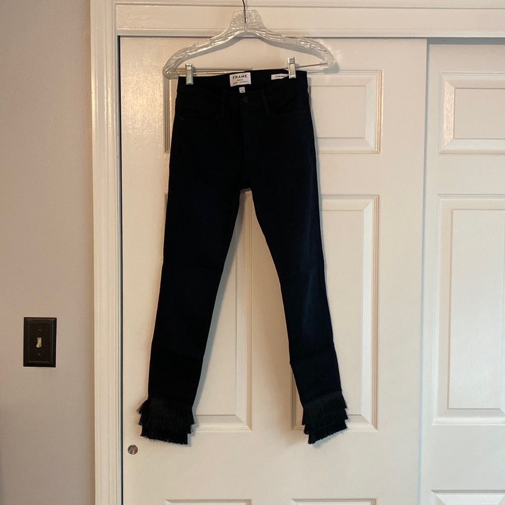 Black Frame Fringe / Ruffle Skinny Jean